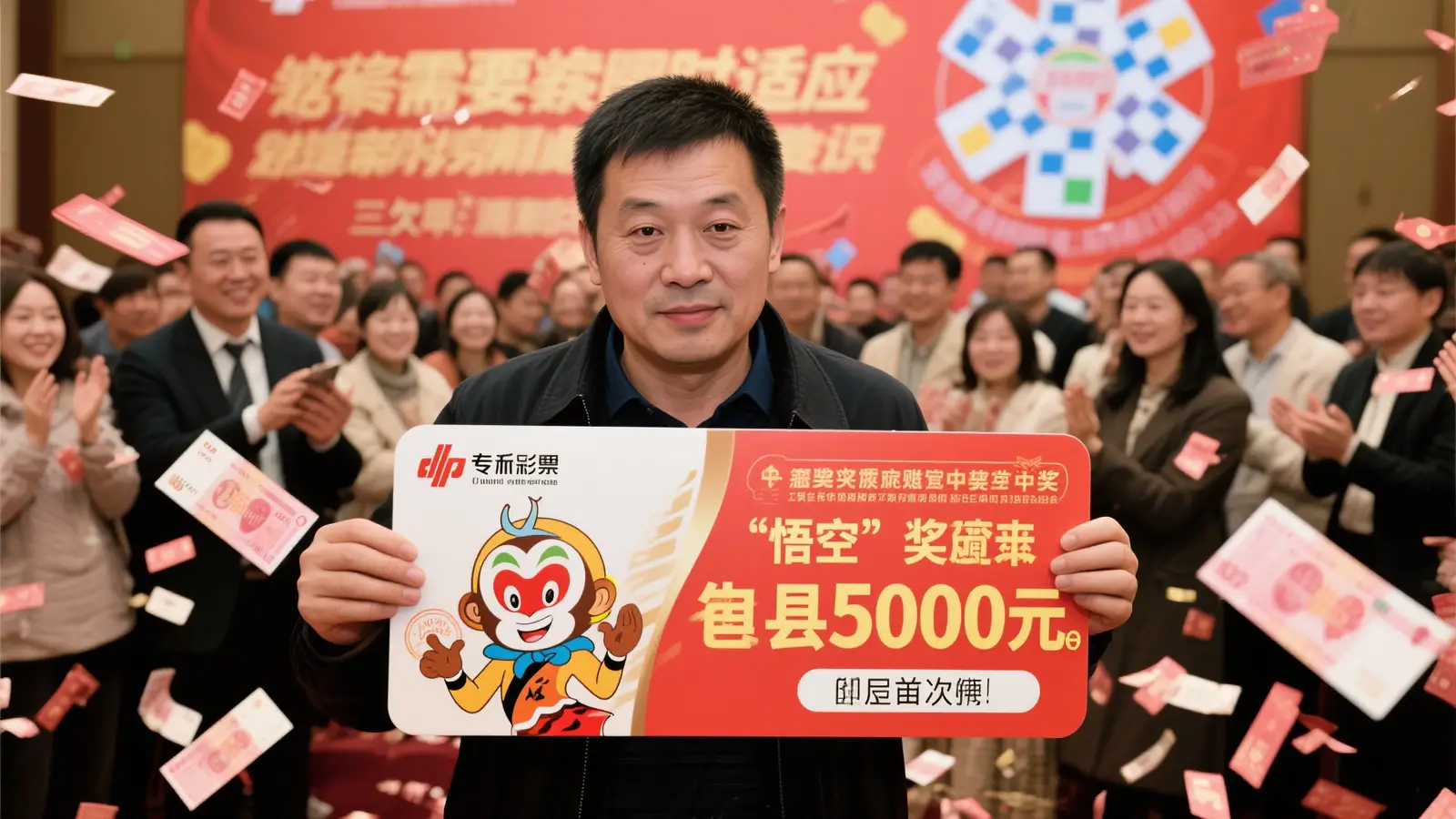 体彩1.77亿大奖得主戴悟空面具现身兑奖 仅短谈5分钟